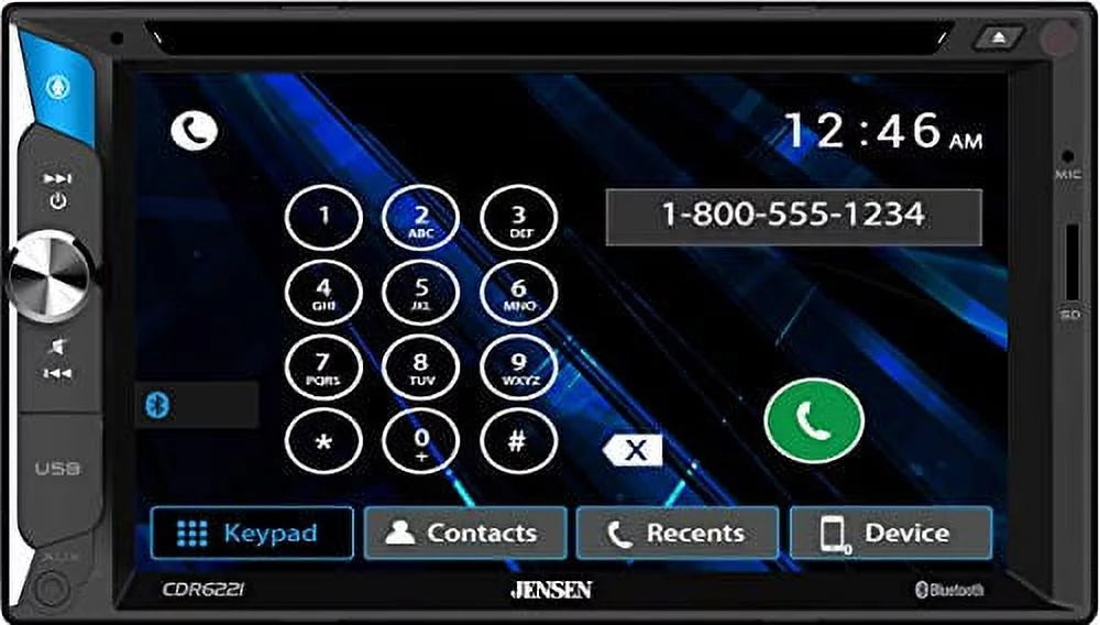 Assistant USB Charging Car to | Touch LED Input | microSD Din Camera CDR6221 Push | Screen Jensen Stereo | Bluetooth Backup Double | 6.2 CD/DVD inch Talk Fast