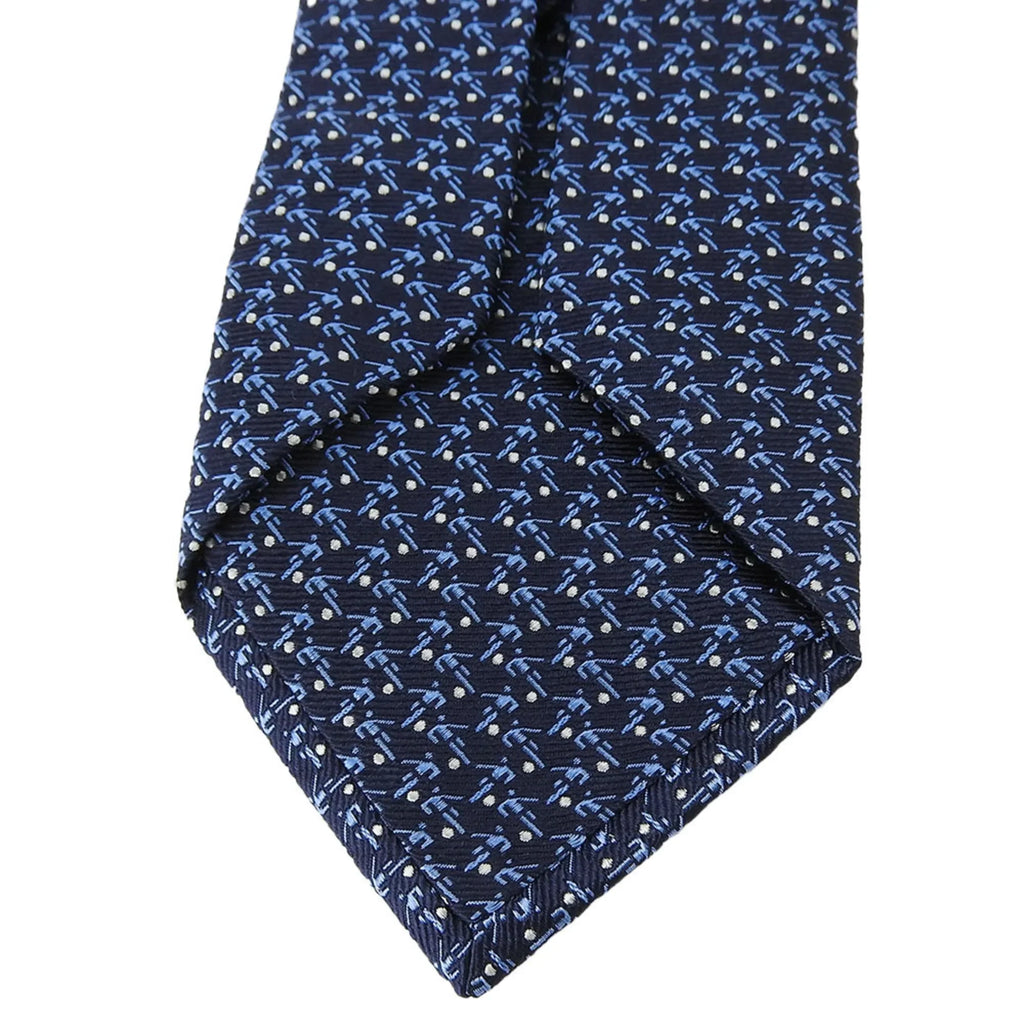 (Good) Necktie Pre-Owned Navy Blue Silk BVLGARI Men's