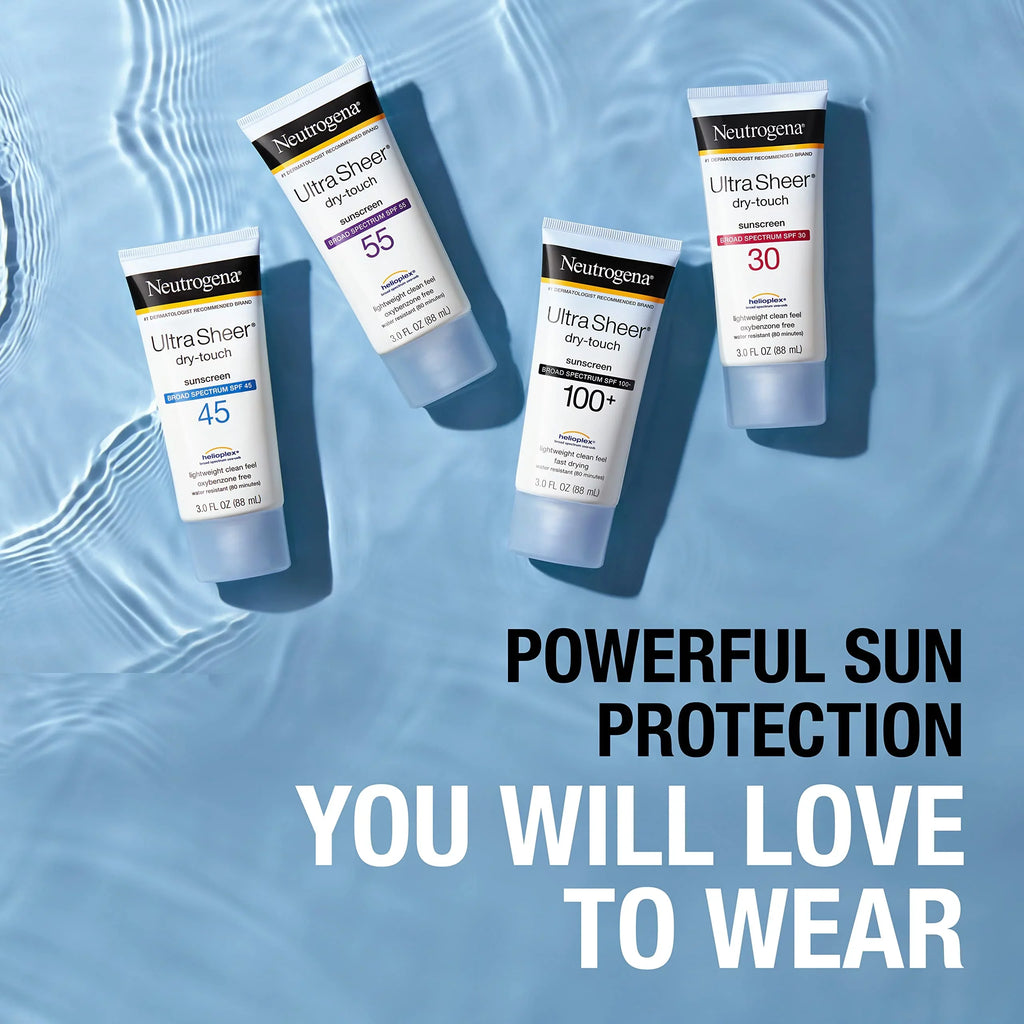 Oz, 2) Water Neutrogena Of (Pack Lotion Broad Dry-Touch Fl. Resistant Spf With 45, Sheer Sunscreen Spectrum Ultra And Non-Greasy 3