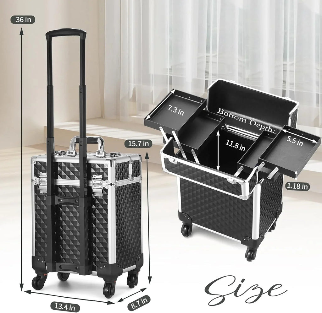 Rolling Joligrace Case Makeup Trolley Box Large Organizer Makeup Cosmetic