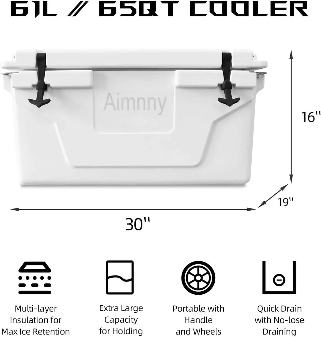 Box Cooler Chest 65QT, Portable Ice Insulated Capacity Extra Large