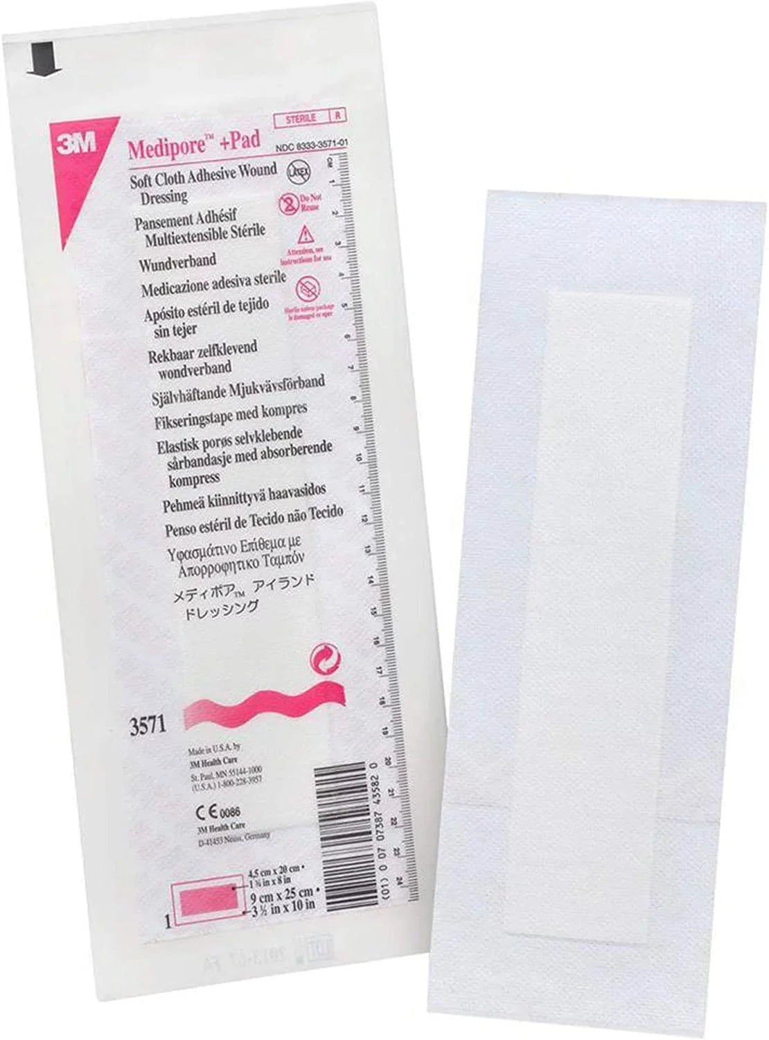 Pad Dressings Each) - Wound 3M Medipore - 1 x Cloth 10" Plus box (25 Soft 1/2" Adhesive 3