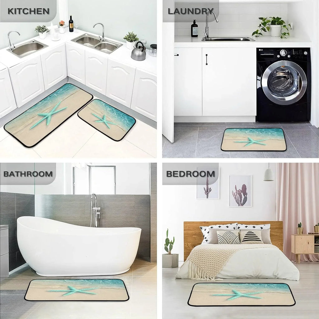 20x47inches Ocean Gift Carpet 20x28inches and Living Entryway Rug Kitchen Washable Starfish Floor Rugs Water Home Room Sea Beach Runner + Bedroom for Area Decor Mats Perfect Wave