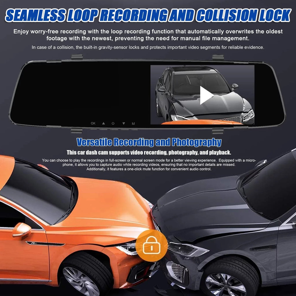 Dual Cam Dash Camera,Camera Camera 4.3 Inch Dazzduo Screen 4.3 Reco Inch Reverse Dash Rear DVR Dash Inch Rear Reverse 4 Radars 1080P Dash Dual Radars Support Screen Rear Rear Camera Radars