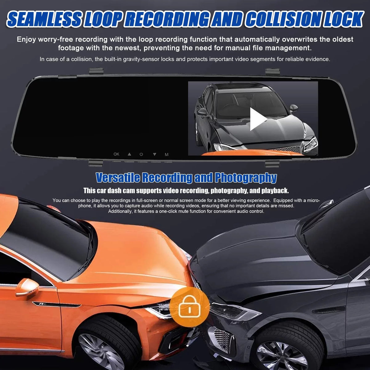 Dual Cam Dash Camera,Camera Camera 4.3 Inch Dazzduo Screen 4.3 Reco Inch Reverse Dash Rear DVR Dash Inch Rear Reverse 4 Radars 1080P Dash Dual Radars Support Screen Rear Rear Camera Radars