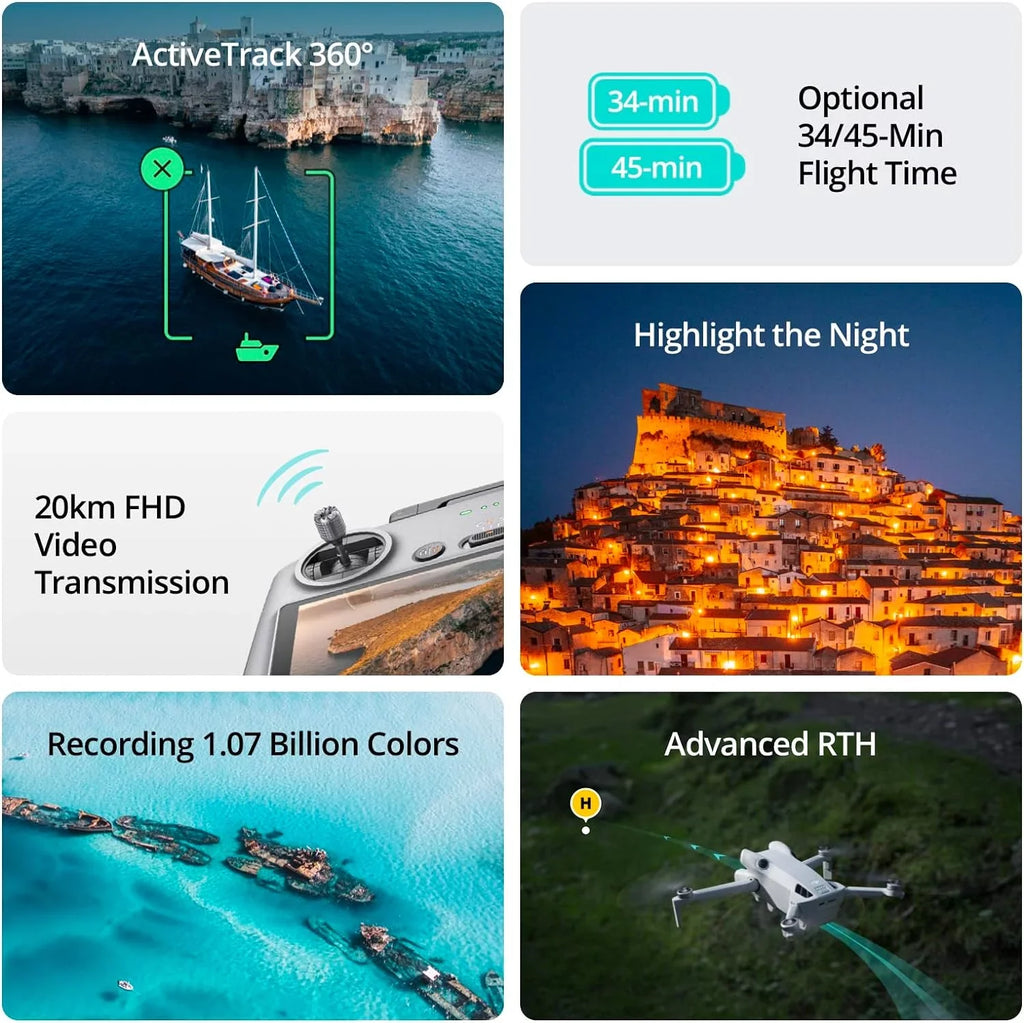 Fly CPS Year Batteries & Extended Accessories 4K Bundle Sensing, Drone Video, Under Pro Screen) 2 Remote 249g, Warranty Mini Omnidirectional Folding Combo, HDR RC More 3 DJI with with (With 3 4
