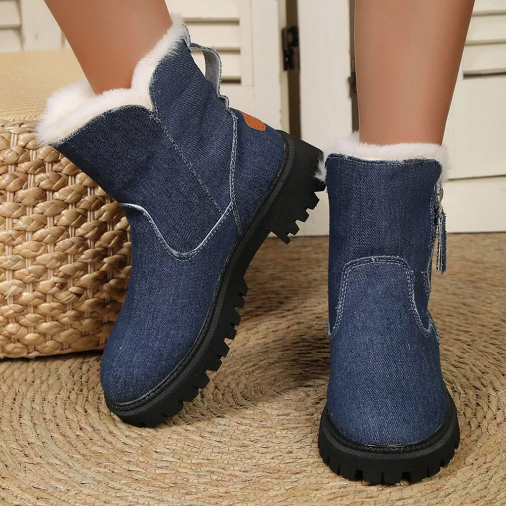 In Winter For Winter Insulation Booties And New Shoes Shoes Snow Length Cotton Women Boots for Mid Women Integrated Plush Winter Ankle Boots And Leather Snow Thick