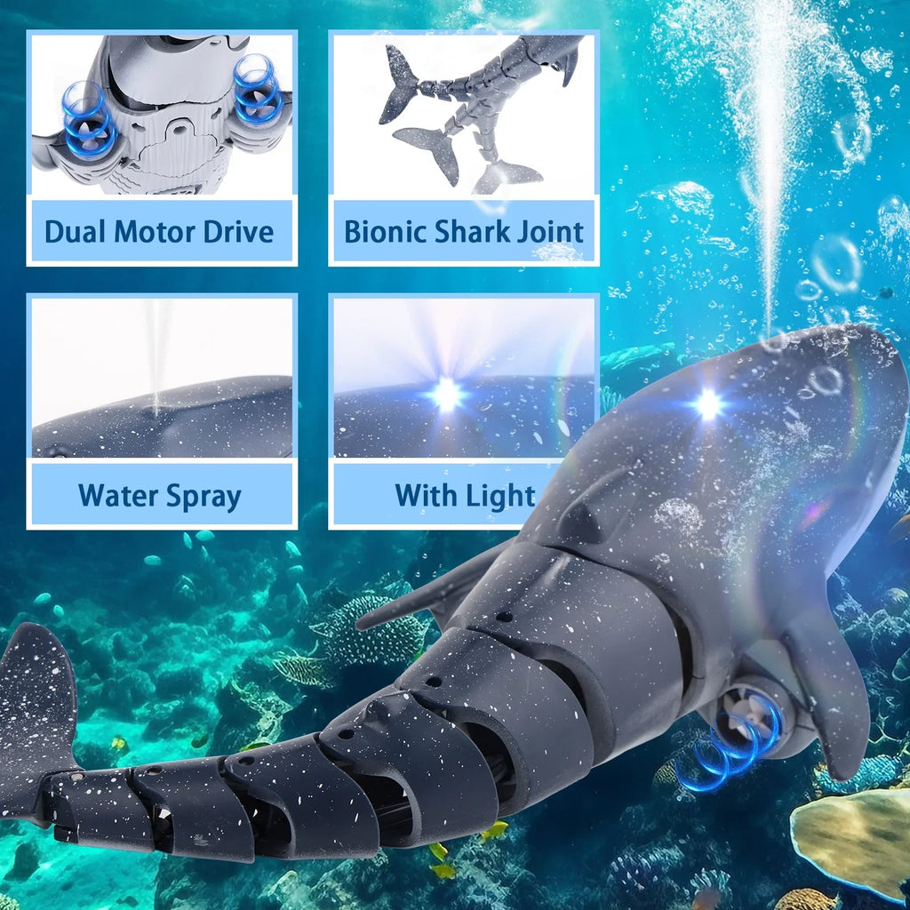 Remote Toys Diving Control for Pool Whale Toys, Spray Kids, Boat Toys, Boys Girls, Class RC Boat RC Toy Shark for Swimming Pool for Ant Water
