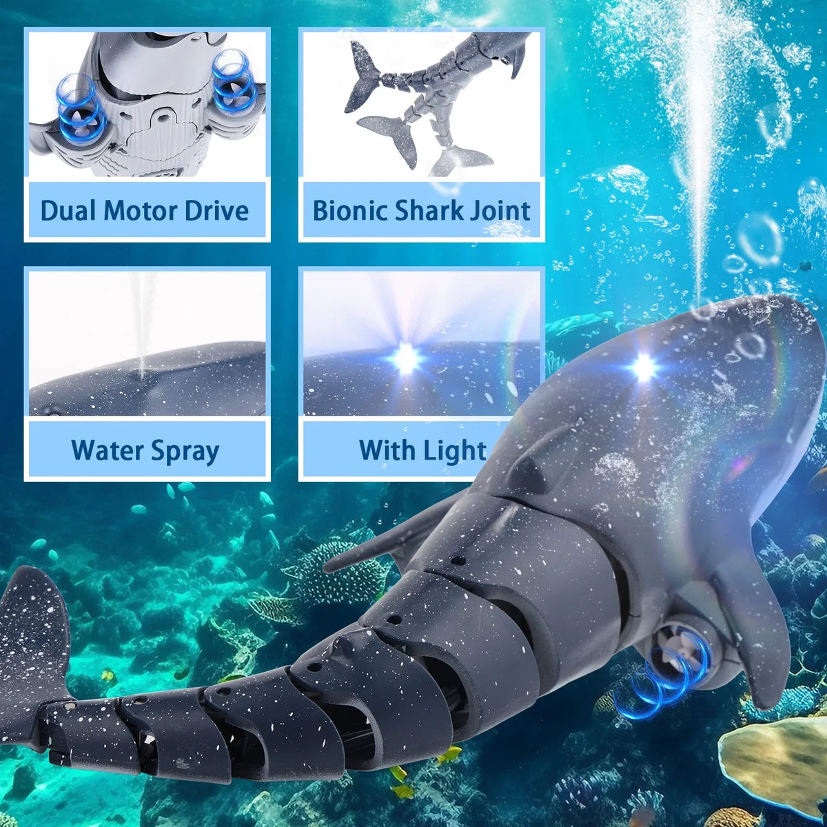 Remote Toys Diving Control for Pool Whale Toys, Spray Kids, Boat Toys, Boys Girls, Class RC Boat RC Toy Shark for Swimming Pool for Ant Water