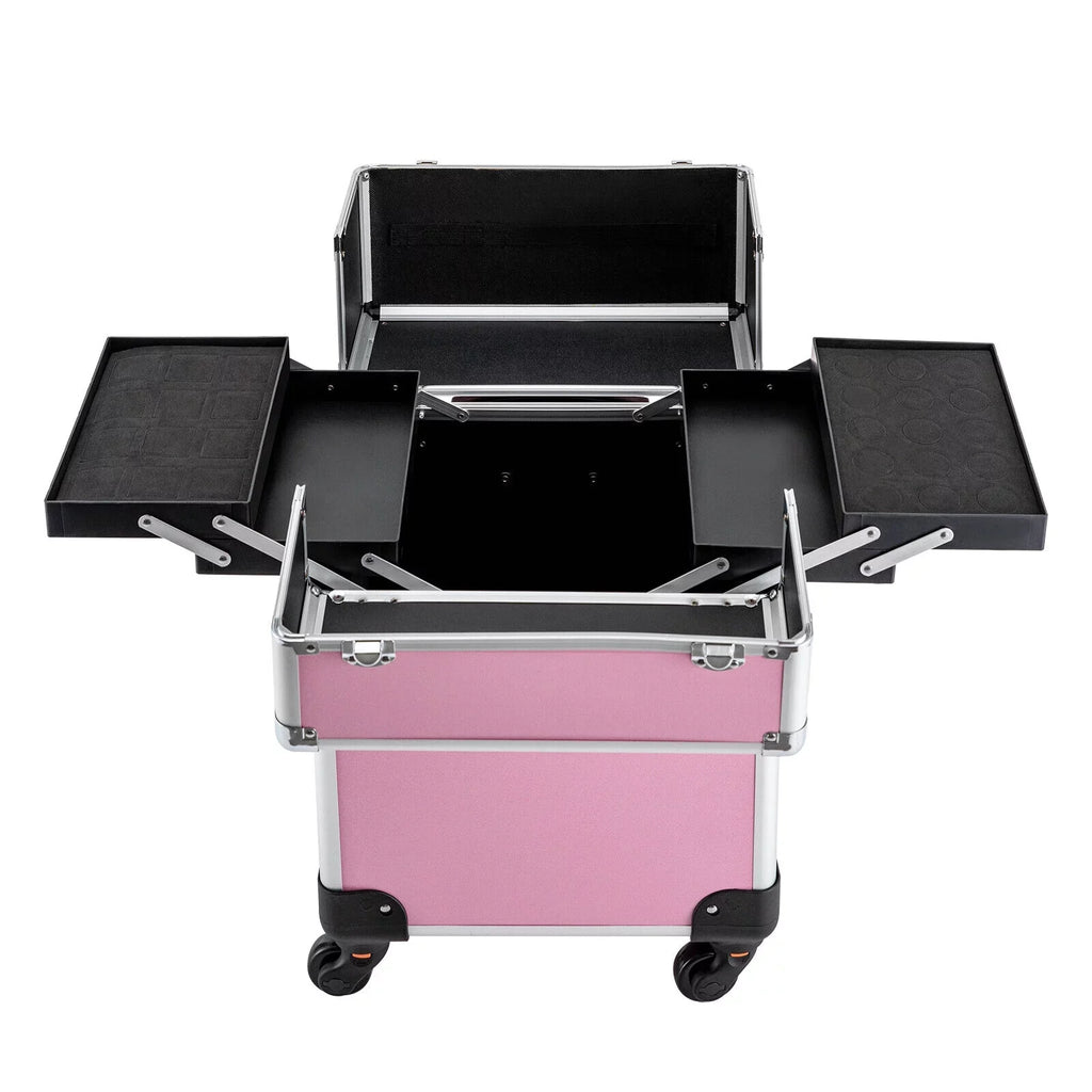 Trolley Wheels Professional Cosmetic Rolling Train 4-Tier Miumaeov Makeup Case Organizer Storage Makeup with
