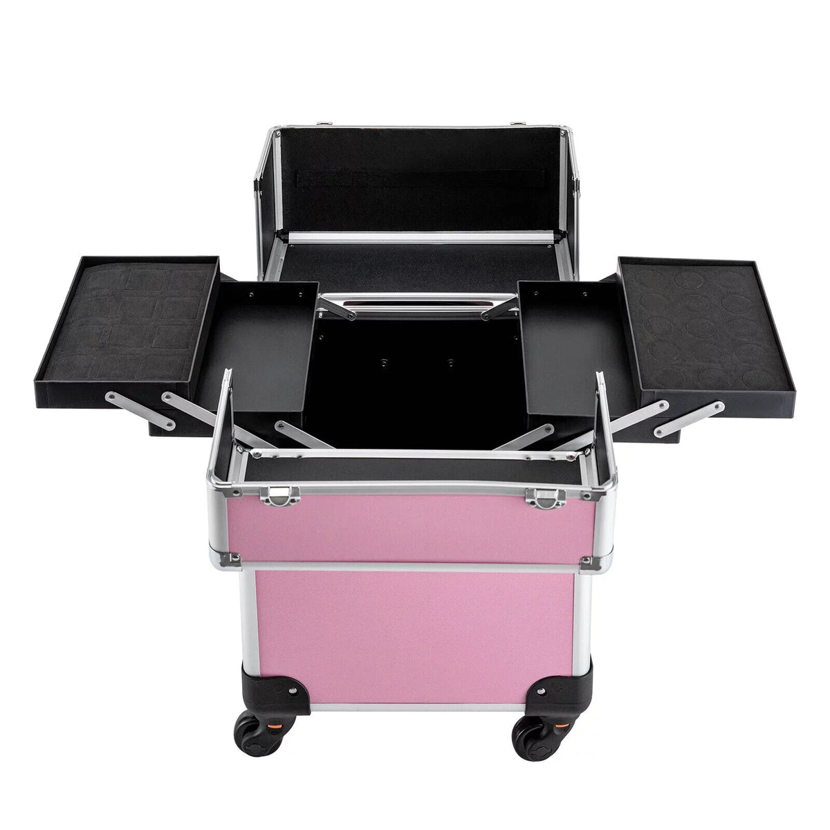 Trolley Wheels Professional Cosmetic Rolling Train 4-Tier Miumaeov Makeup Case Organizer Storage Makeup with