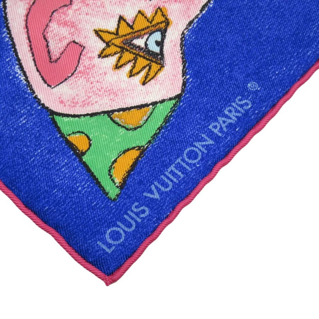 Estimated Blue Wilson Silk (Good) Pre-Owned Scarf William Vuitton Louis