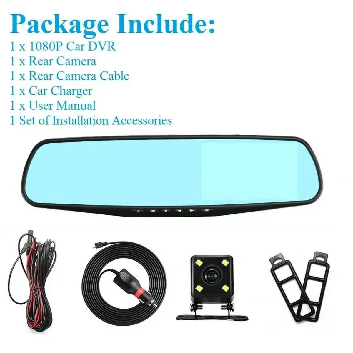 Lens for 4.3" Cam Angle 170°Wide Mirror G-sensor, Dash Monitor, 1080P DVR Car Vision, Dual Rear Motion Cars Rearview Cam Trucks, Camera Night Parking Detection Front Monitor, Car