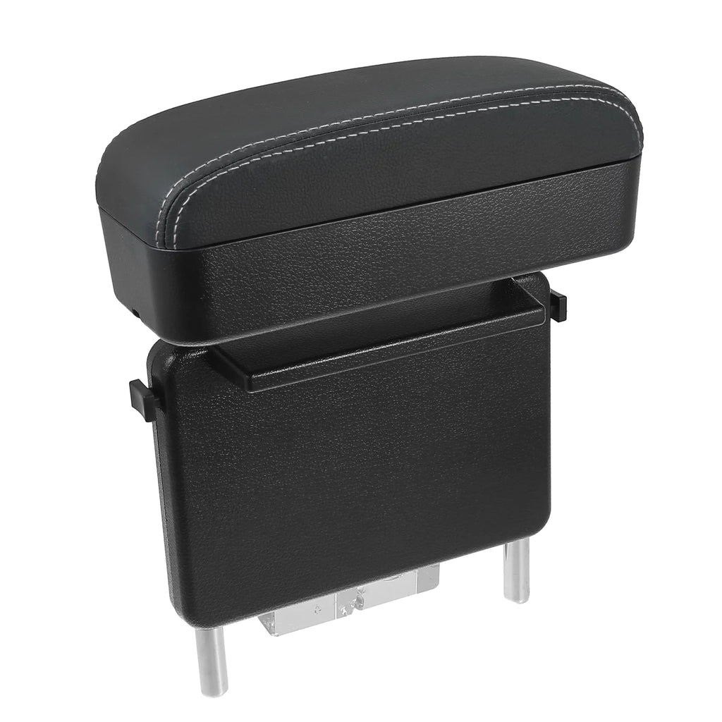 White Armrest Box Adjustable Center Armrest Car Storage Seat with Leather Organizer Line Box Gap Armrest PU