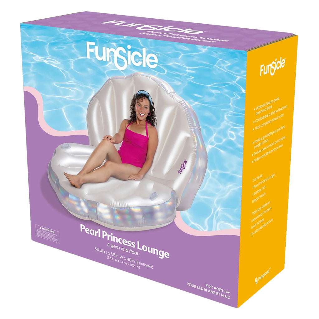 Water & & Pool Pearl Toy, Capacity - 58.5x55x40", Pearlized Water Lounge Funsicle: Float, 220 Inflatable lb Design, Holographic Princess