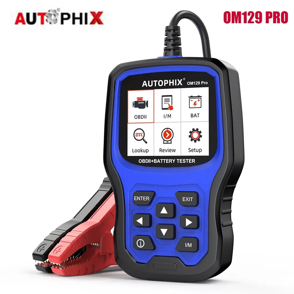 Test Automotive in 1 Scanner OBD2 Battery Full OBD2 Diagnostic Test AUTOPHIX Tool OM129 Battery Charging Function Analyzer Tester 2 Reader OBD Engine 12V Scanner EOBD Automotive Code PRO Cranking Auto
