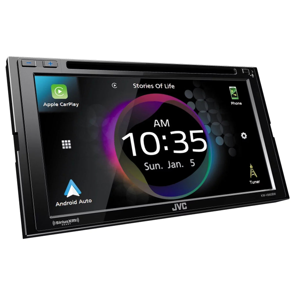 2x CD/DVD Watt Speaker 4-Way Bundle Factory 16G Receiver Car Upgrade Radio Audio Wire Speakers Double Coaxial AM/FM Power and Bluetooth 550 DIN Player JVC Dual Combo 6x9" Car Peak USB KW-V960BW with