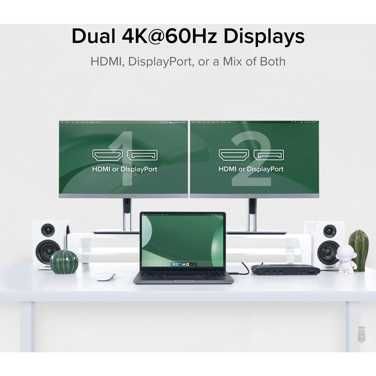 USB, 4, or Plugable Monitor, HDMI Ethernet, 2x 13-in-1 3 Displays 100W / C DisplayPort, Windows, (5x 4K with Compatible 2x Dual Station Reader USB-C Docking Charging, Mac, USB Card Thunderbolt SD Dual