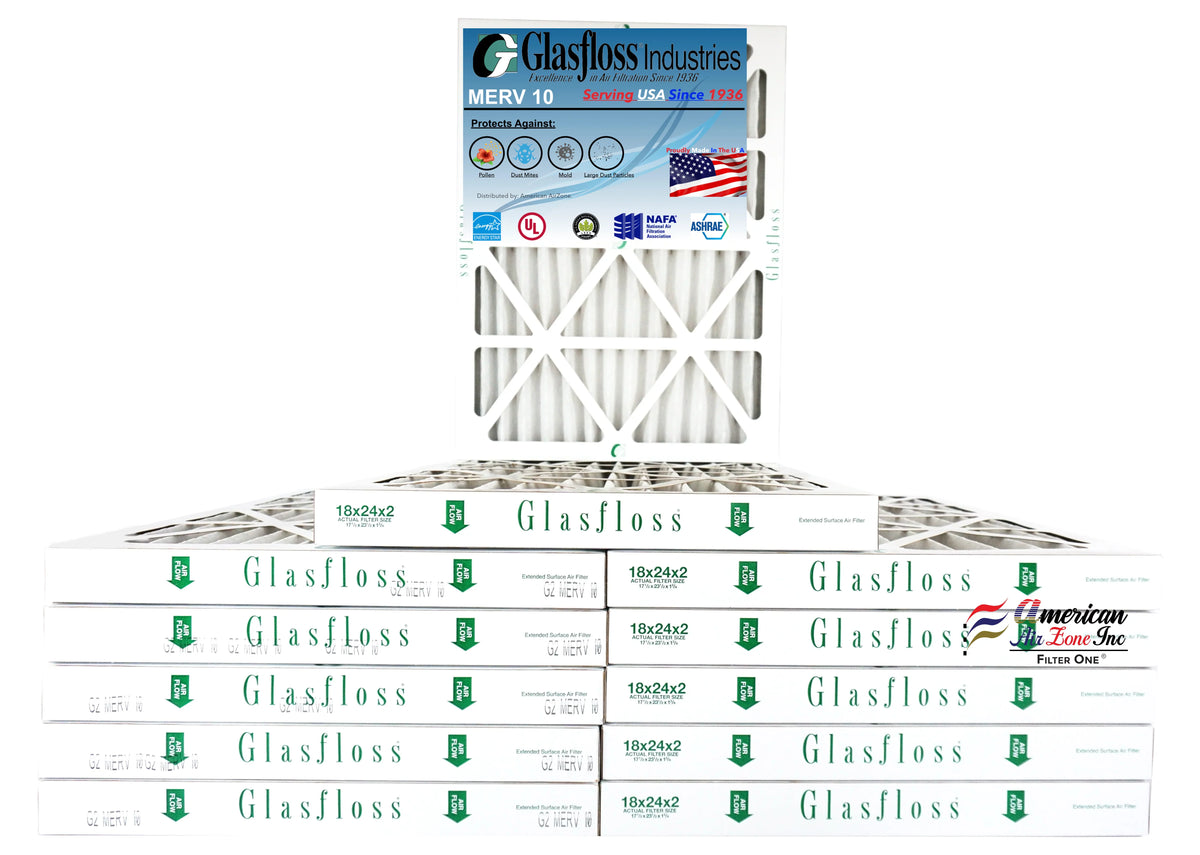 '- of Filter In The Air Filter 10 - 2" 12) HVAC Furnace Office - Glasfloss or Filter - Home or USA. Made - Pleated - 18x24x2 Air (Pack AC Air MERV