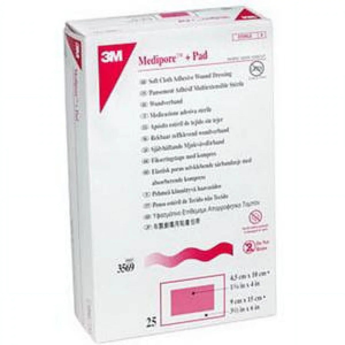 Inches Dressing Count 3.5 - 3M 25 Inches, 8 Adhesive White, Medipore x Sterile,