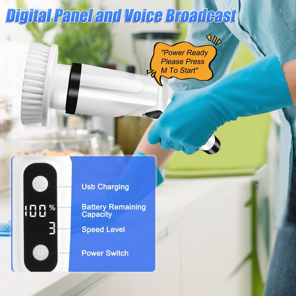 8 Kitchen Brush Tub Brushes Heads,Shower Cleaning Brush with Scrubber, Household Long Tile Handle WLRETMCI Scrubber with Spin for Cleaning Car Floor Electric Cordless Bathroom