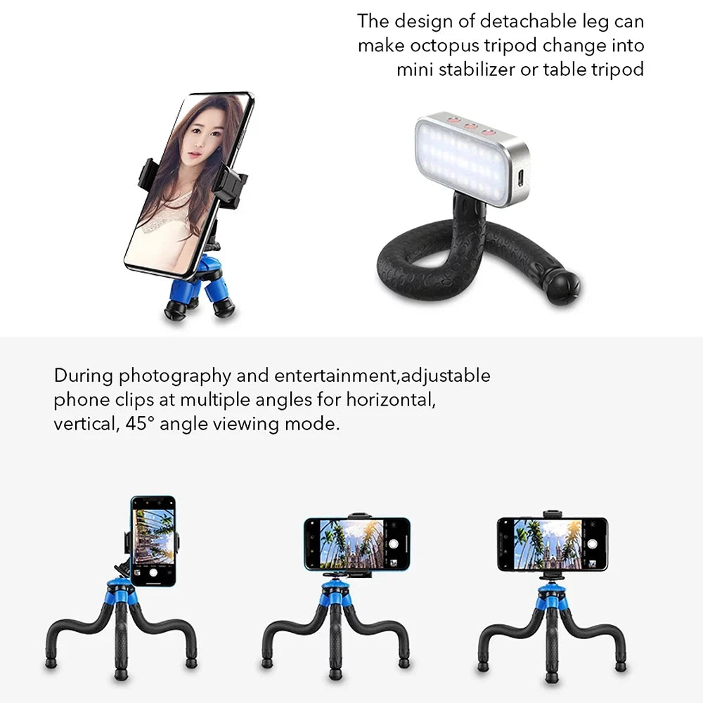 Camera Tripod Max Octopus APEXEL Clip Compatible Flexible DSLR Mobile Mini Tripod 3kg with GoPro Load with Travel Detachable Foldable Phone APL-JJ07 Phone Portable