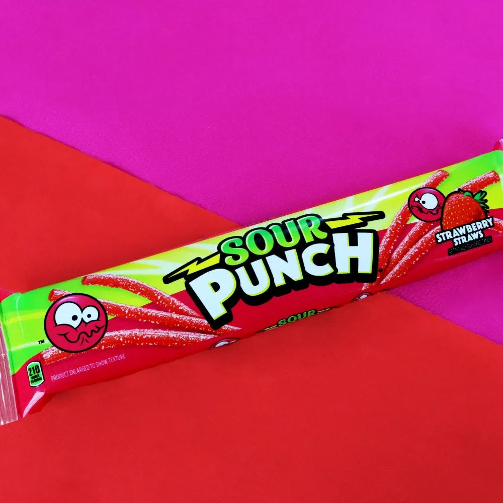 Caddy) Sour (24ct Straws, Punch Strawberry, Tray 2oz