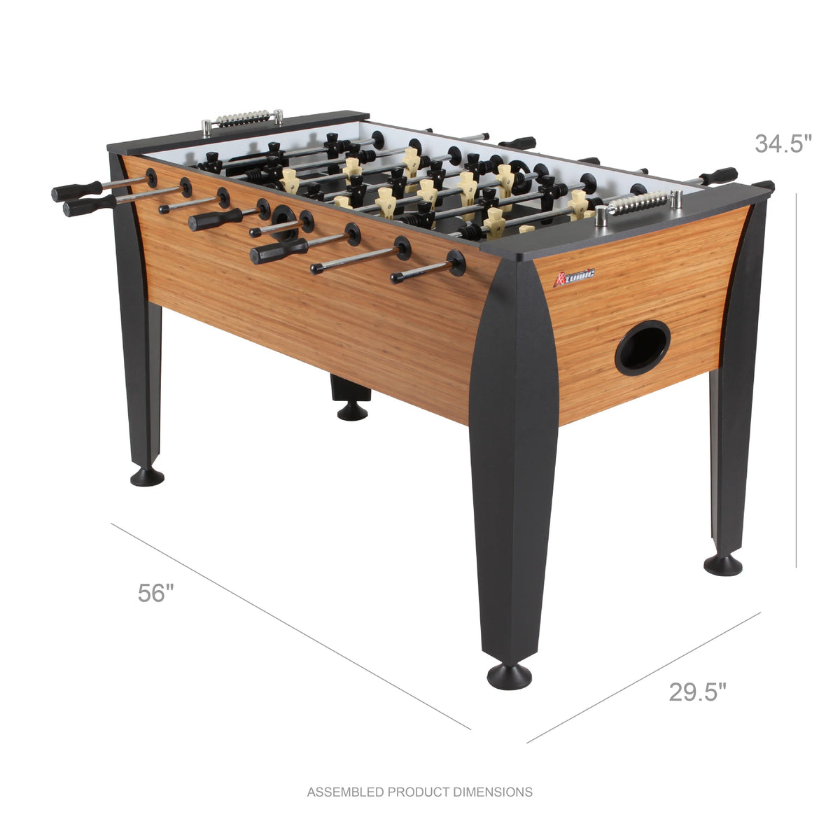 56" and Foosball with Entry, Heavy-Duty Internal Table Ball Return Atomic Leg Force and Levelers, Ball Legs Pro