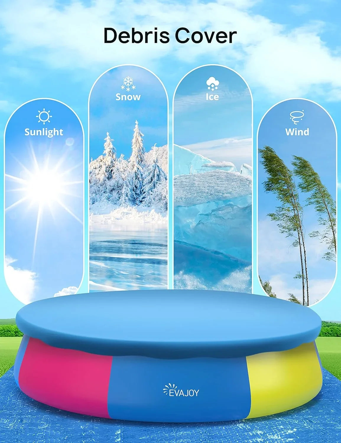 and *35in Cover, 15ft Include Blue 7 Ground Pump, Filter Inflatable Cloth Track Swimming Pool