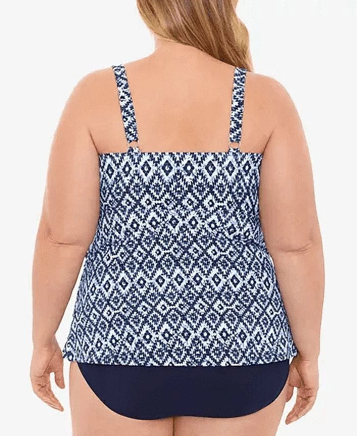 18W Triple Swimsuit Control Fauxkini One Women's Swim Size Blue Piece Tier Solutions Tummy