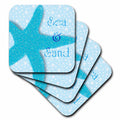 and themed - Art Ocean set Soft Aqua - Coasters of Sea cst-60891-2 Sand Starfish 8 Beach