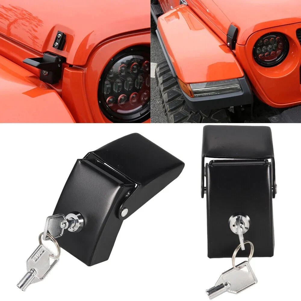 for & Latch Easy JK Wrangler High-Quality Kit Hood JKU Materials Pins - Strong - - Jahy2Tech Locking Jeep Stylish Installation
