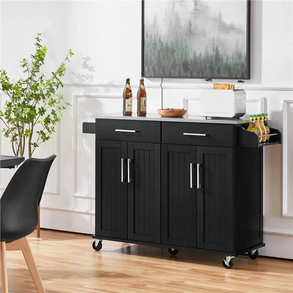 Towel Topeakmart Rolling Island & Spice Bar with Rack, Drawers & Storage Kitchen