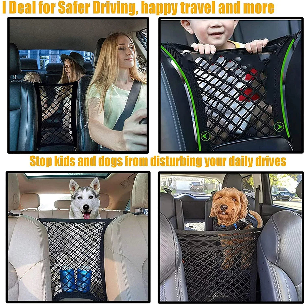 Barrier Pets DYKESON Bag Organizer for Pet Divider Auto Safely Car with Install, Mesh for Cars, Car Stretchable with -Easy Net Universal SUVs & Baby Children Safety Dog Driving Barrier Storage