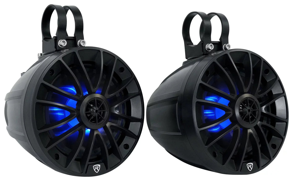 Bluetooth ATV/UTV/RZR (4) inch PT65BR For 6.5 Speakers Rockville LED Tower Powered