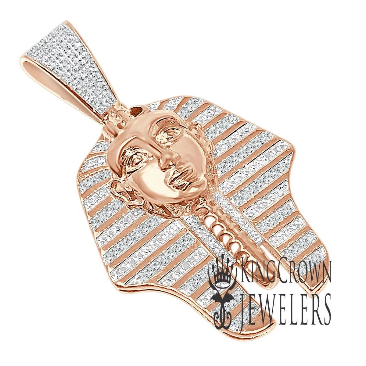 Gold Tut Pharaoh Rose 2'' 10K Pendent King Finish Egyptian Real Charm Diamonds