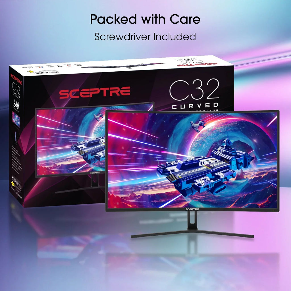 Build-in Curved DisplayPort Gaming Machine sRGB FreeSync 99% 32-inch DisplayPort Monitor (C325B-185RD) 165Hz Speakers, up Sceptre HDMI 240Hz to 144Hz AMD