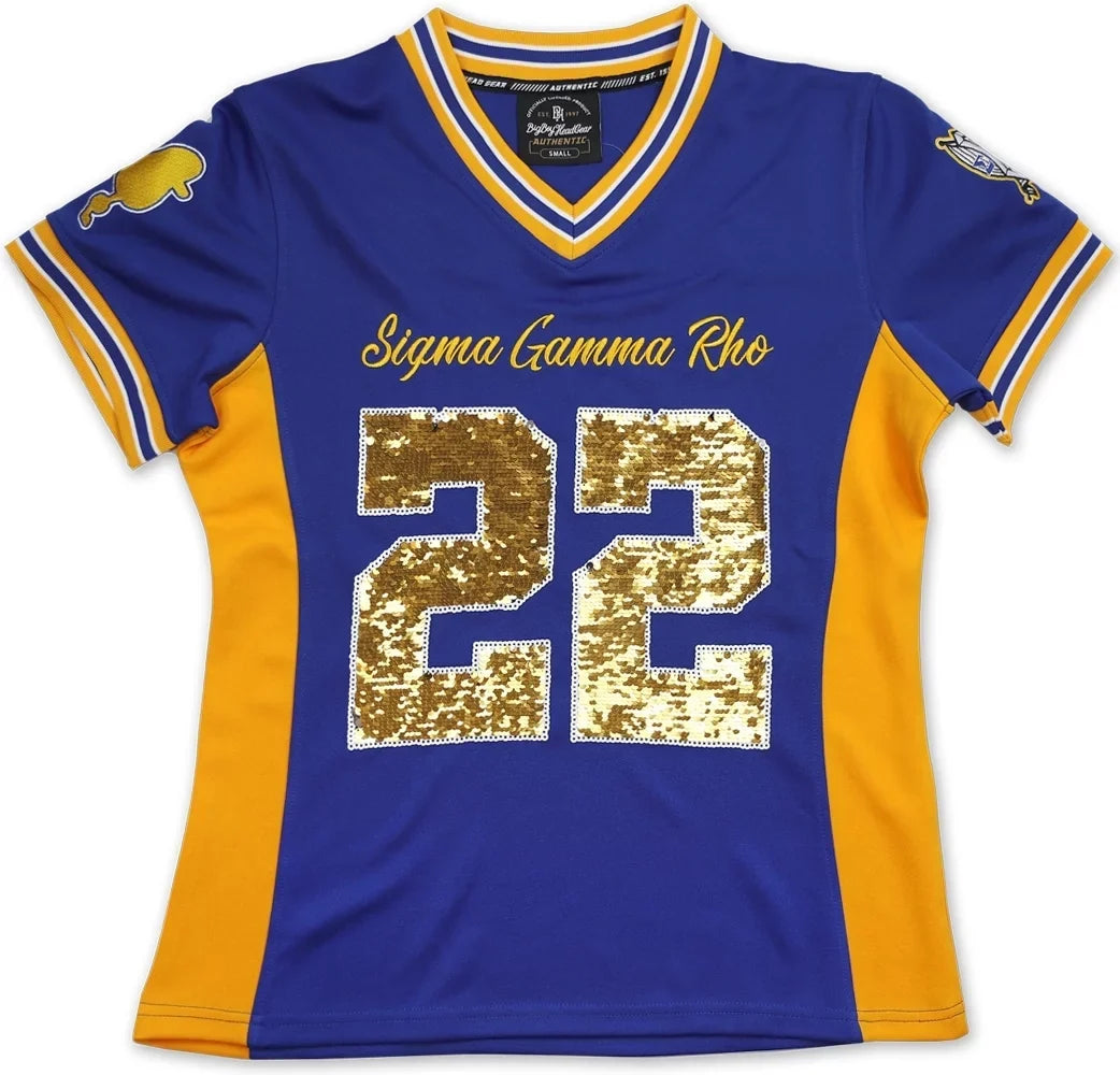 Sequins Blue S] Gamma Big Divine Jersey Rho Ladies S12 - [Royal Boy Sigma Football 9