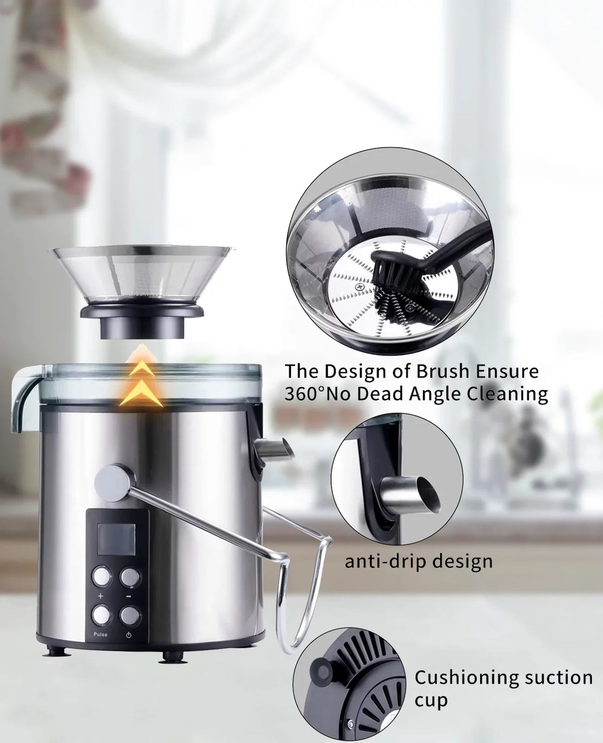 Centrifugal for Tainless-steel Chute Anti-drip with - Machines Vegetable Feed 3" Fruit Filter Juicer