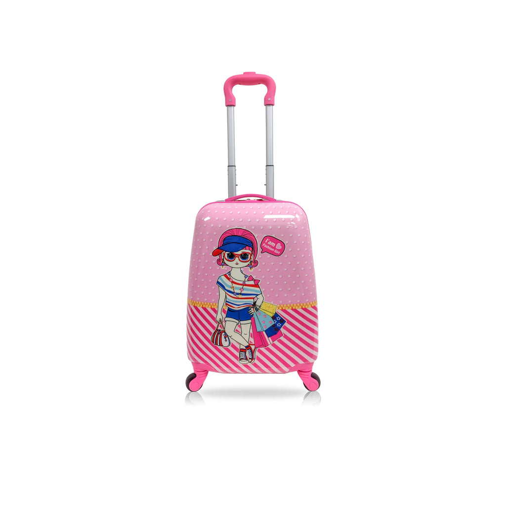 Tucci Wheels Girl Kids Fashion with Hardside Kids Lightweight Luggage 18" for Suitcase Kids-Cute