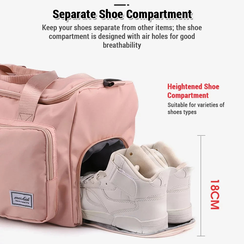 with Compartment Weekender Gym Bag Women Shoe Sports Bag for Duffel Lixada Travel