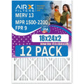 Filters 9 by of & 1500 Rating, FPR in Made 2200 13 USA FILTERS MERV WICKED - MPR Furnace Pack Filter 18x24x2 AIRX to 12 - Air AIR. CLEAN Comparable