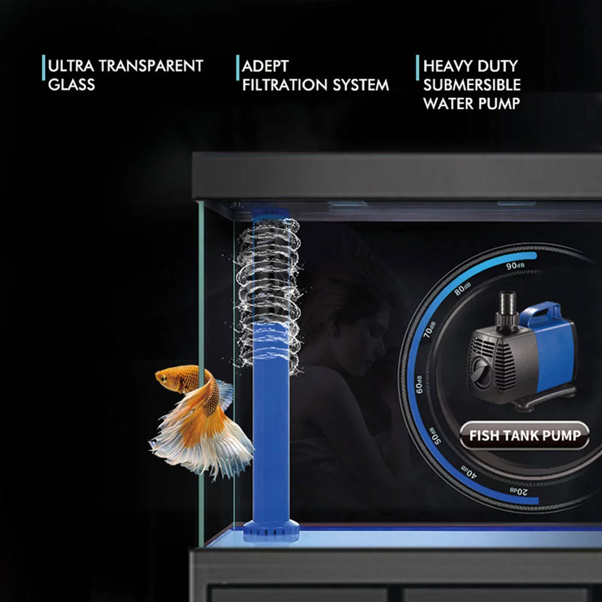 All-in-one and Dream Aquarium Silver Aqua Gallon Tempered Glass 200 White