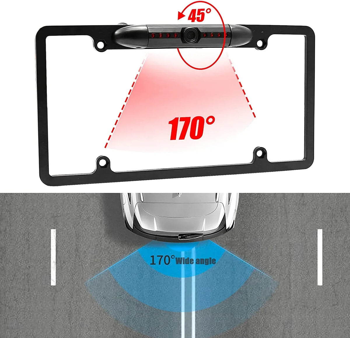 s Camera, 170° View Viewing Vision Angle, Plate Night with Waterproof Rear 8 Backup Camera Rear License Backup