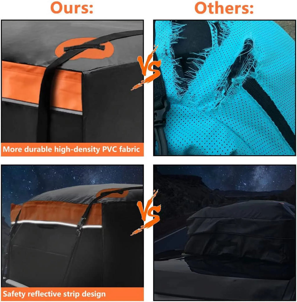 Car Models Bag,18.5 Buckles, & and All Anti-Slip with &Durable Mat, Compatible ( LUCKUP Cargo Straps Rack Rooftop Wide for Waterproof Cubic Heavy Ft Roof Orange) Carrier Car Duty Box,