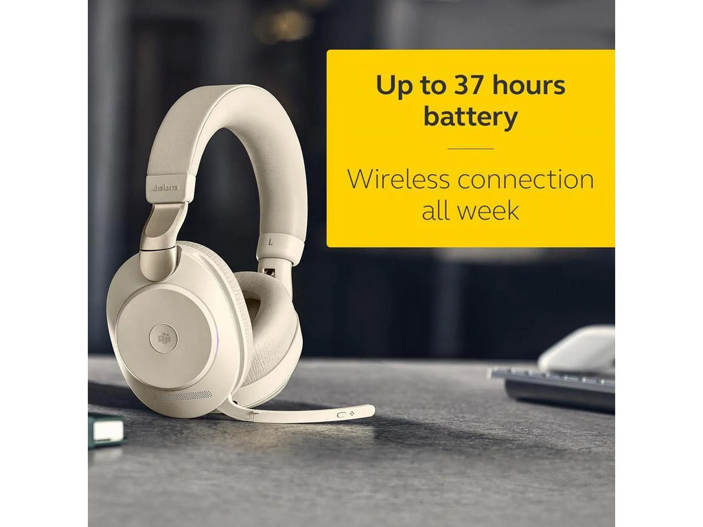 Jabra 85 Beige Evolve2 USB-C Music MS Wireless - Teams Headphones Stereo / - Headset
