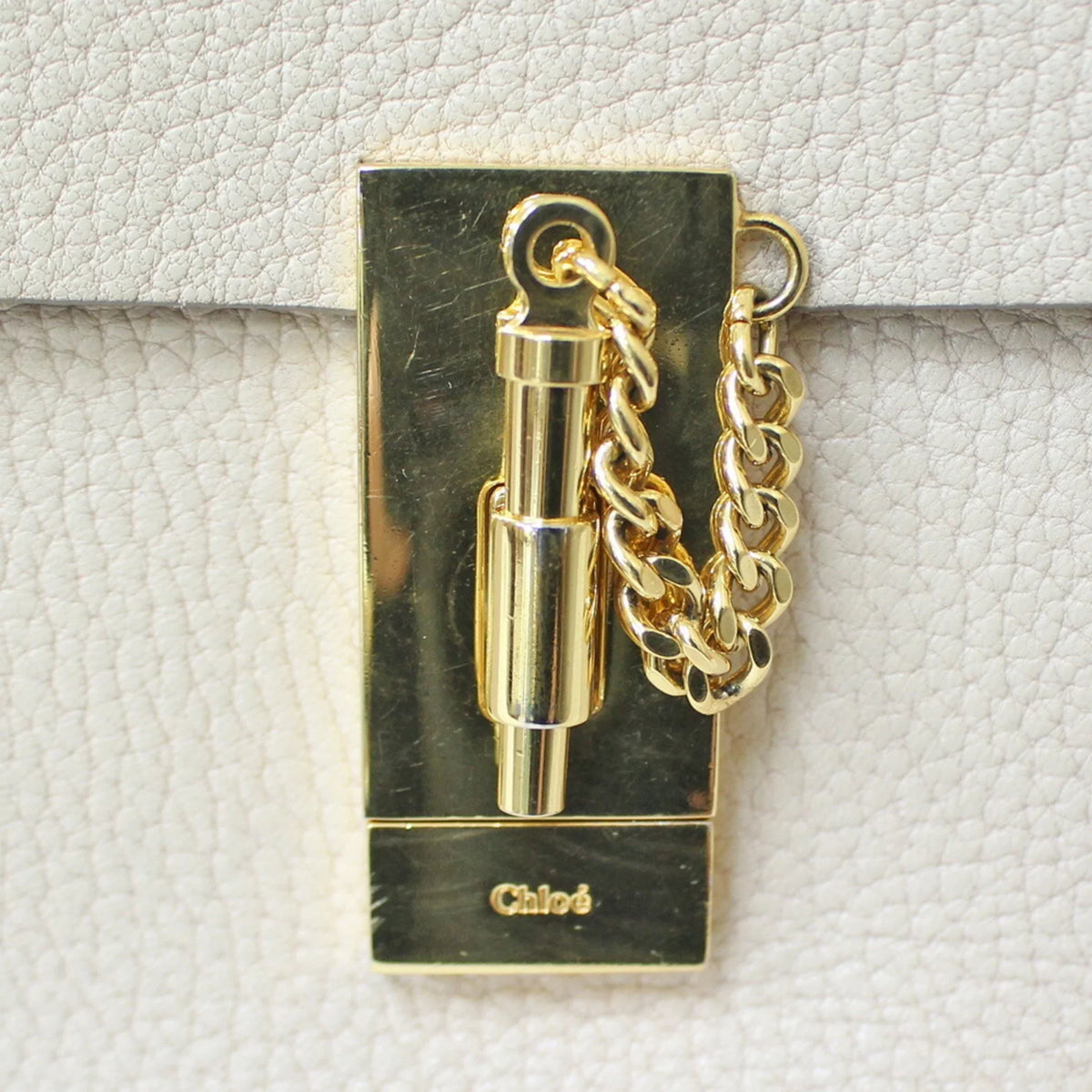 BRB01000000002558 Chain Leather Pre-Owned (Fair) Bag Beige Chloe Shoulder Chloé Ladies
