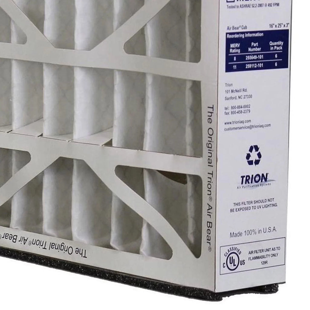 Pack) Air Bear (6 Purifier Trion Inch 16x25x3 255649-101 Filter Air 8 MERV