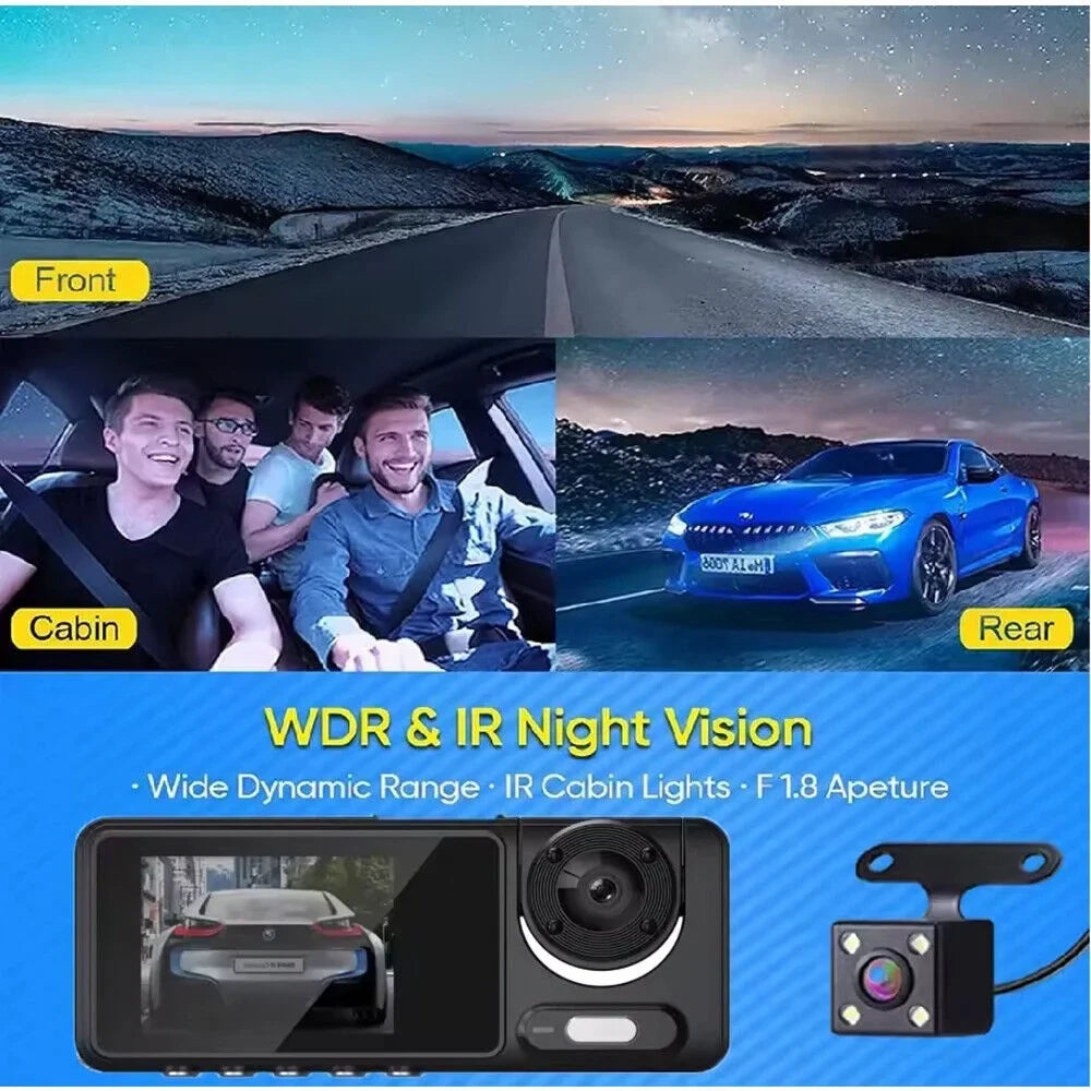 G-sensor Cam Lens 1080P Front/Rear/Inside Dash HD Car Dual Camera Video Recorder Paddsun