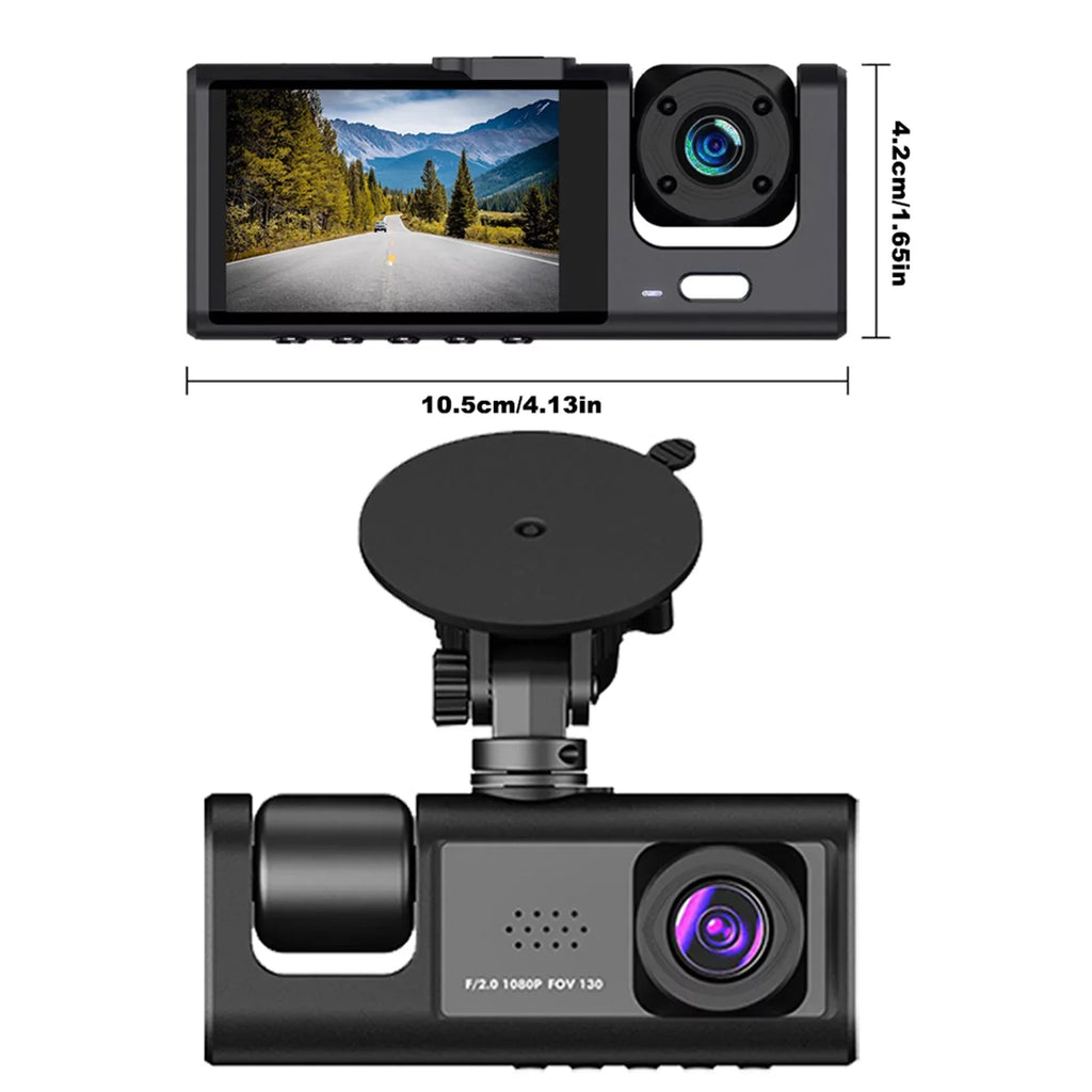 1080P+720P+480p Camcorder Auto Front Video Car Car Recorder Cameras Inside Andoer 3 Cam Mirror Safety Camera Recording Vision and Rear Rearview Dash Driving Night Recorder Car